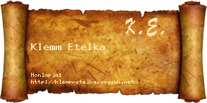 Klemm Etelka névjegykártya